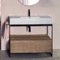 Console Sink Vanity With Ceramic Sink and Natural Brown Oak Drawer